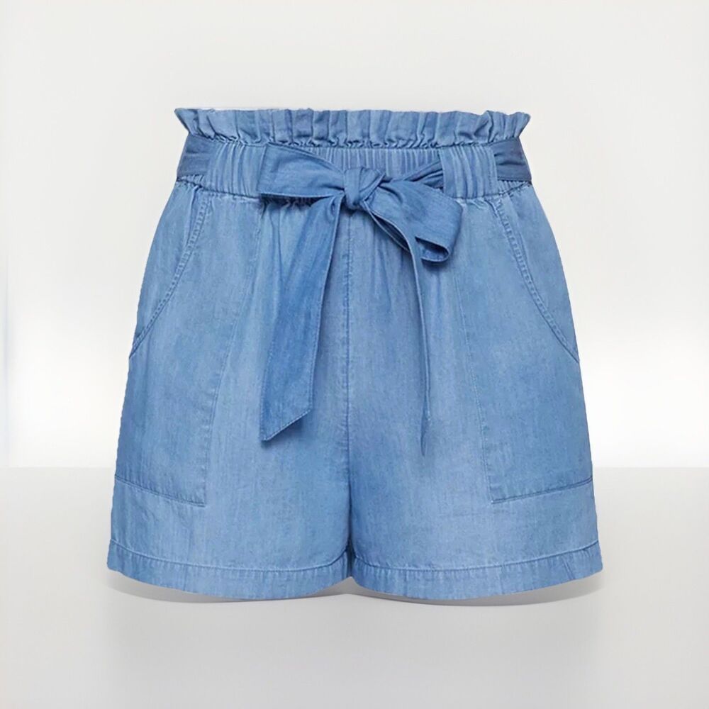BCBG Generation Women's XS Blue Paperbag Shorts Elastic Waist BNWOT
